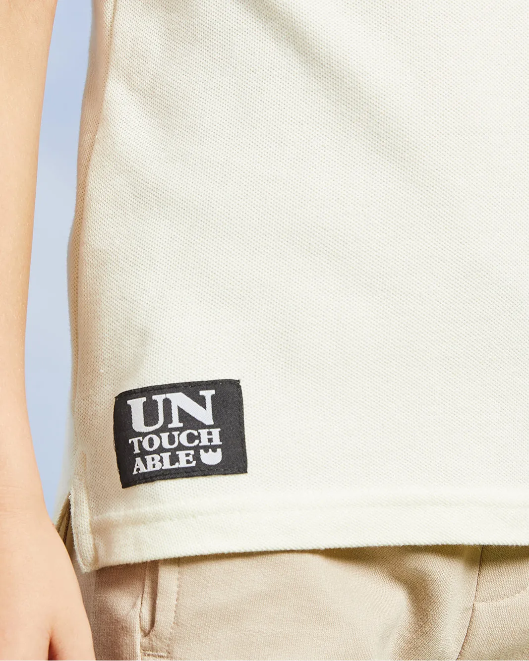 Boys Cream Mandarin Collared Polo Shirt sold by Redtag product image thumbnail 5