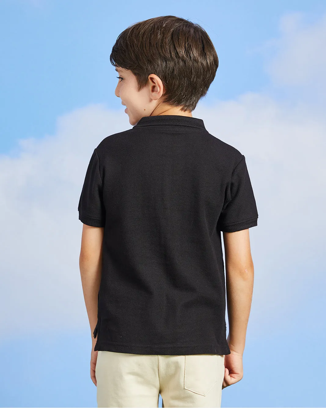 Boys Black Embroidered Polo Shirt sold by Redtag product image thumbnail 3