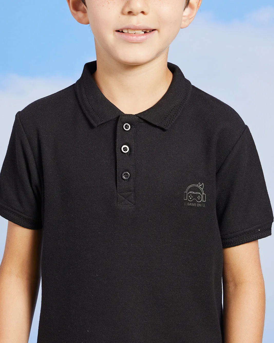 Boys Black Embroidered Polo Shirt sold by Redtag product image thumbnail 4
