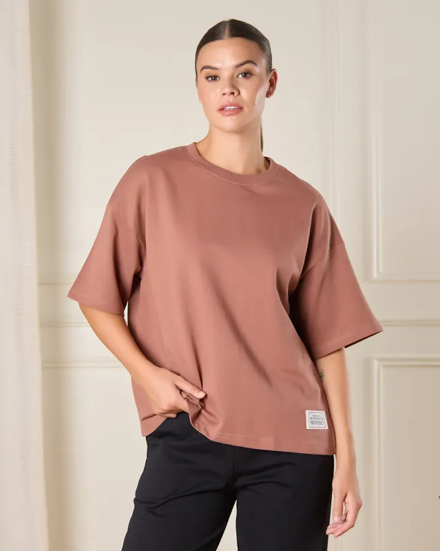Women Brown Solid Active T-Shirt sold by Redtag