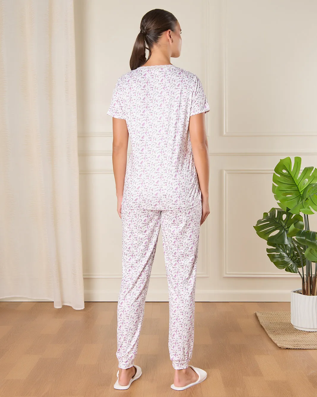 Women White Printed Pajama Set (2 Piece) sold by Redtag product image thumbnail 4