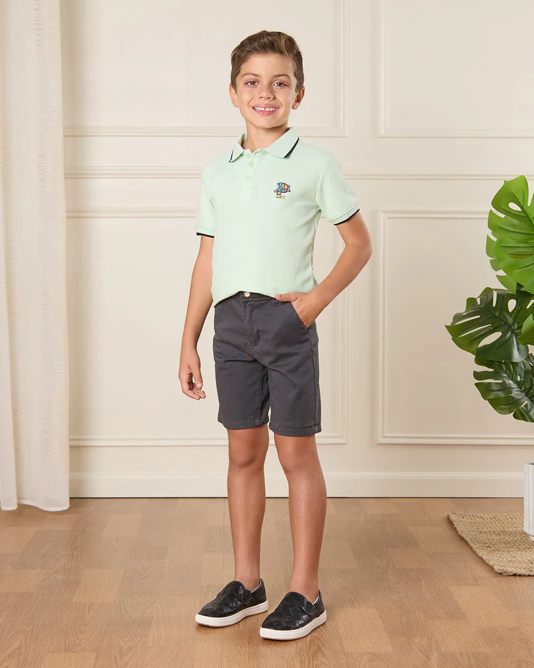 Boys Grey Chino Shorts sold by Redtag product image thumbnail 2