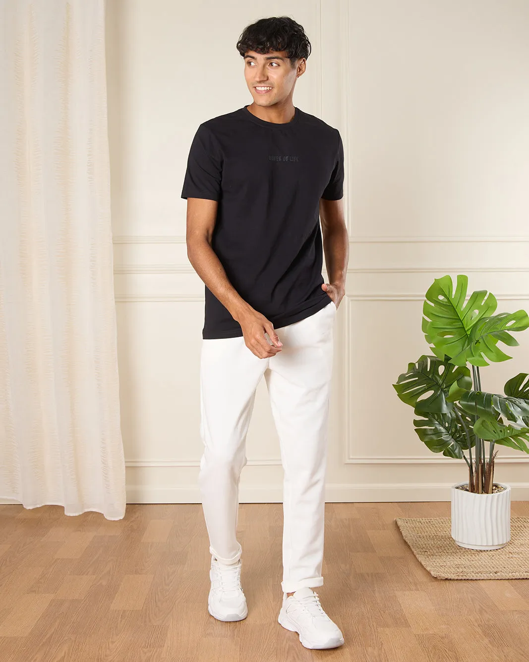 Men White Solid Active Pants sold by Redtag product image thumbnail 2