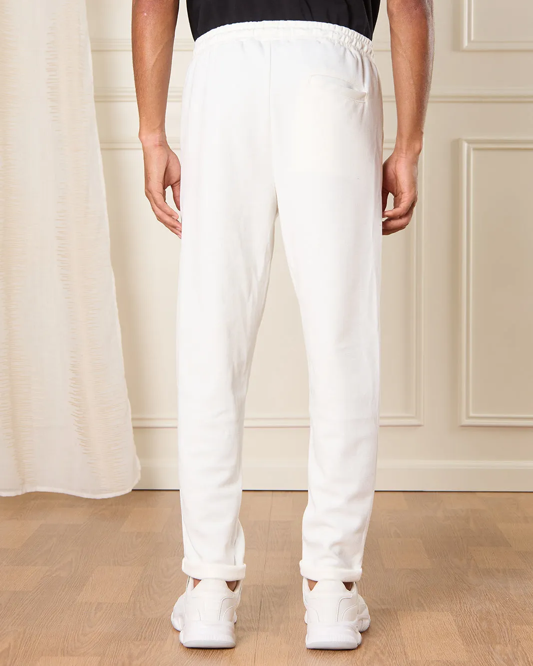 Men White Solid Active Pants sold by Redtag product image thumbnail 3