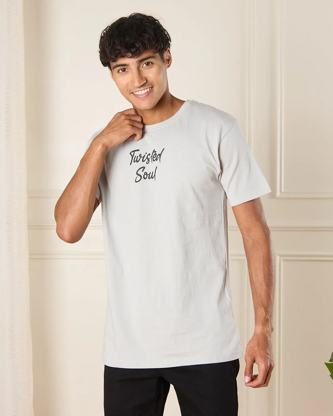 Men Grey Back Print T-Shirt sold by Redtag