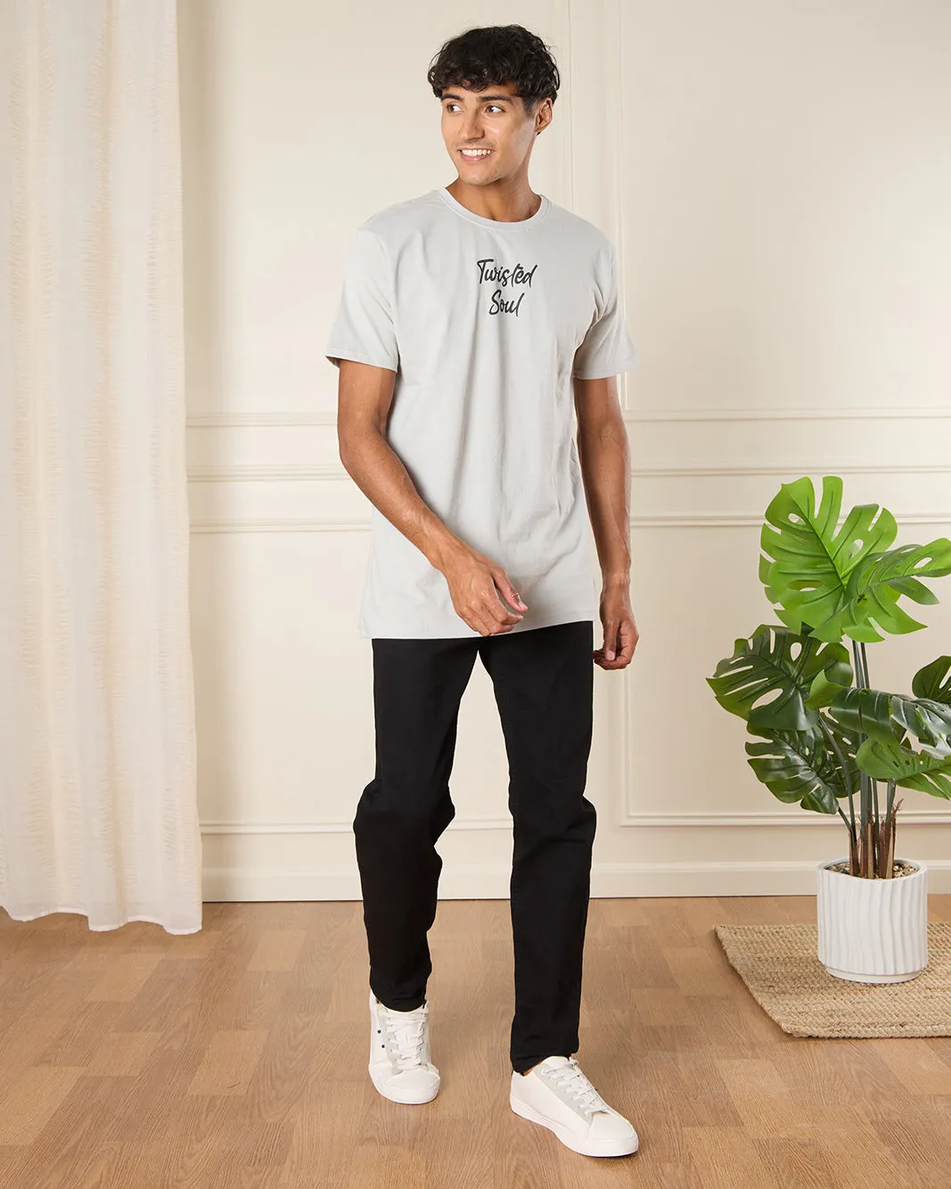 Men Grey Back Print T-Shirt sold by Redtag product image thumbnail 2