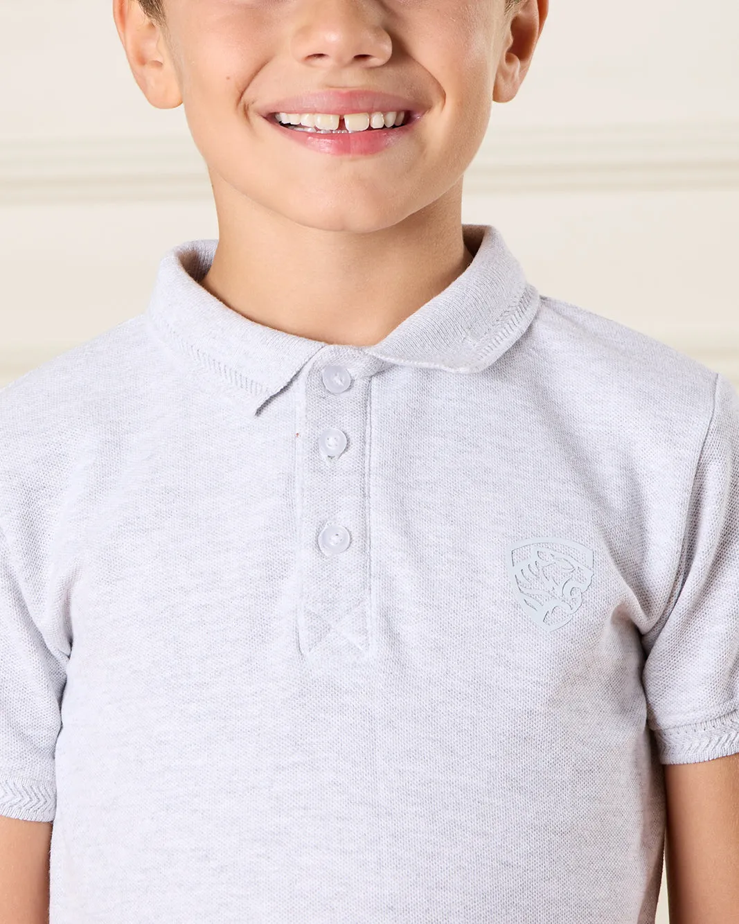 Boys Grey Jacquard Polo Collar Shirt sold by Redtag product image thumbnail 4