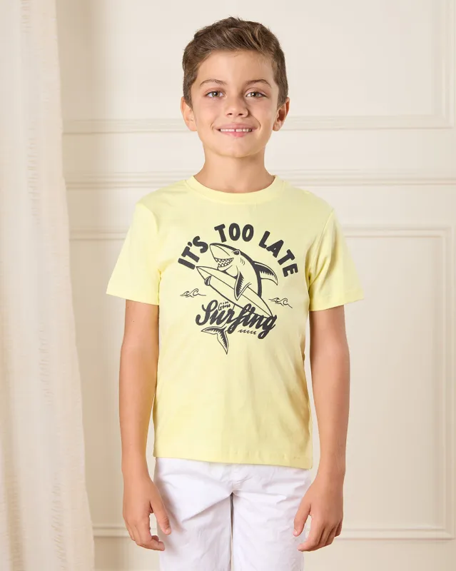 Boys Yellow Shark Print T-Shirt sold by Redtag