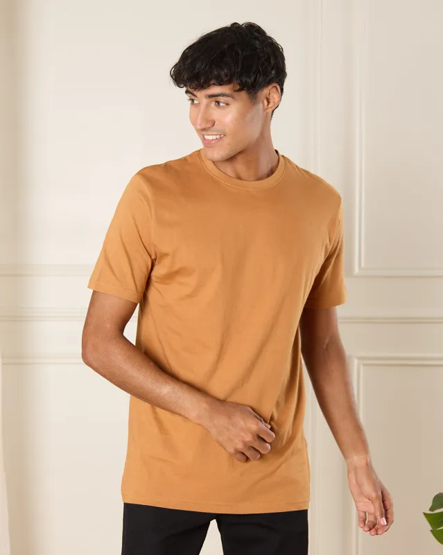 Men Brown Basic T-Shirt sold by Redtag
