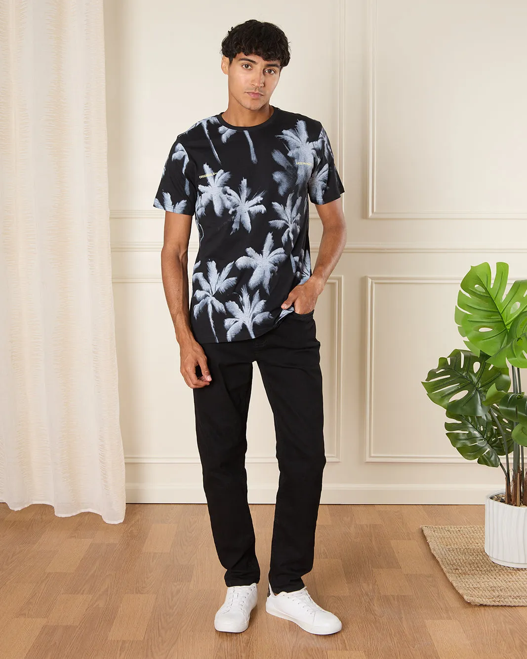 Men Black Printed T-Shirt sold by Redtag product image thumbnail 2