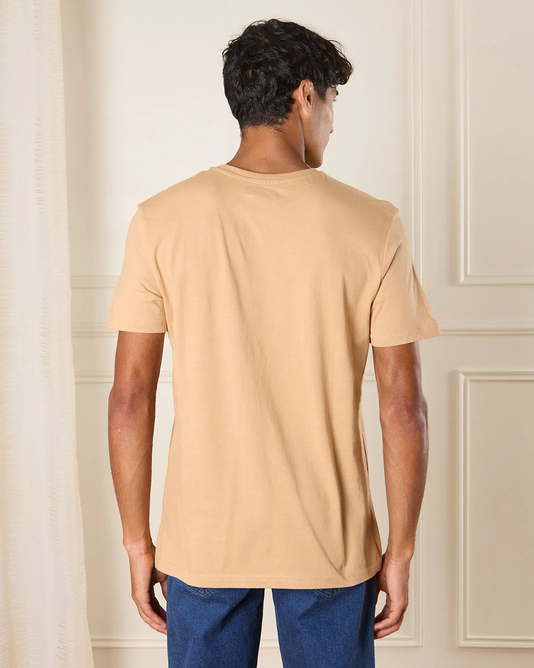 Men Beige Graphic T-Shirt sold by Redtag product image thumbnail 3