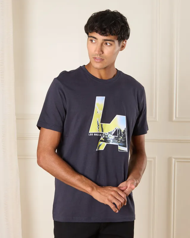 Men Navy Graphic T-Shirt sold by Redtag