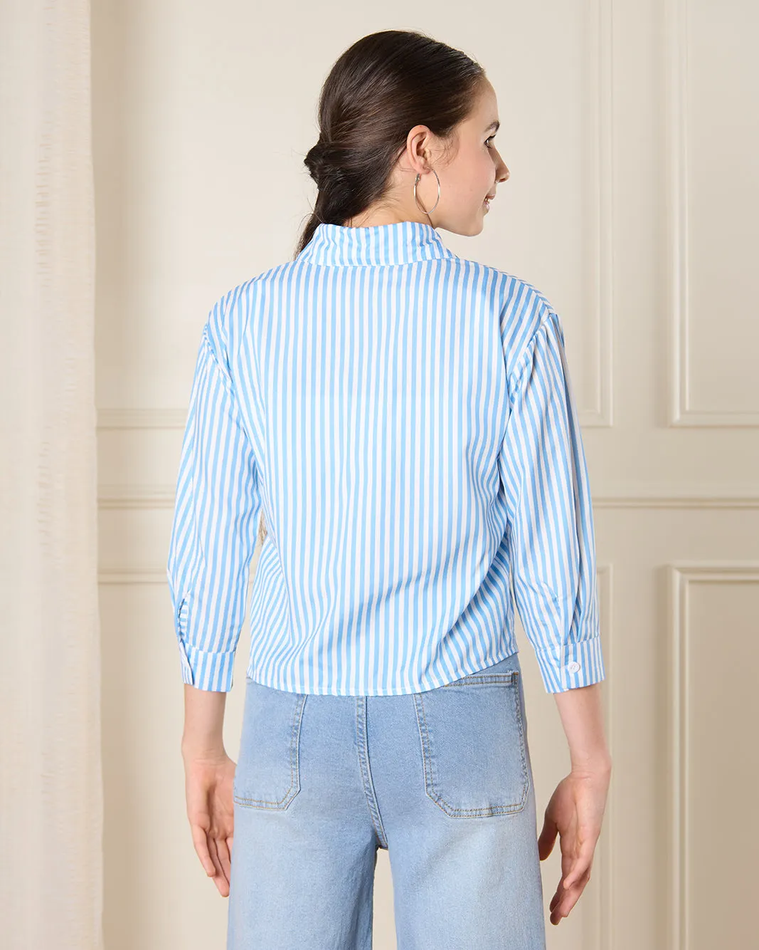 Senior Girls Blue Striped Top sold by Redtag product image thumbnail 3