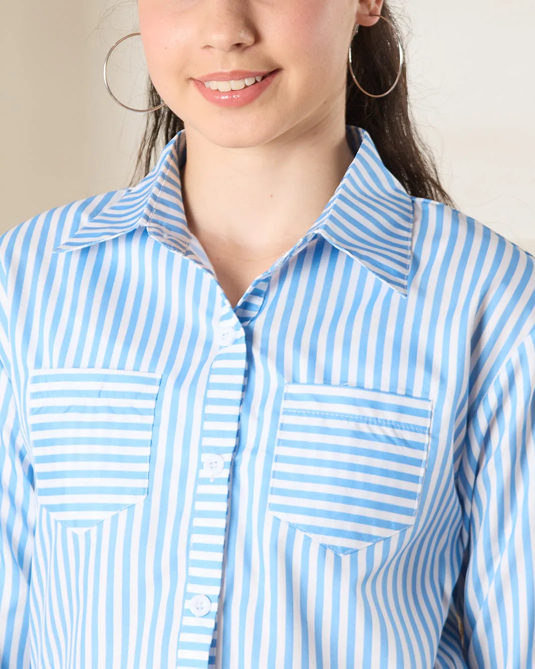 Senior Girls Blue Striped Top sold by Redtag product image thumbnail 4