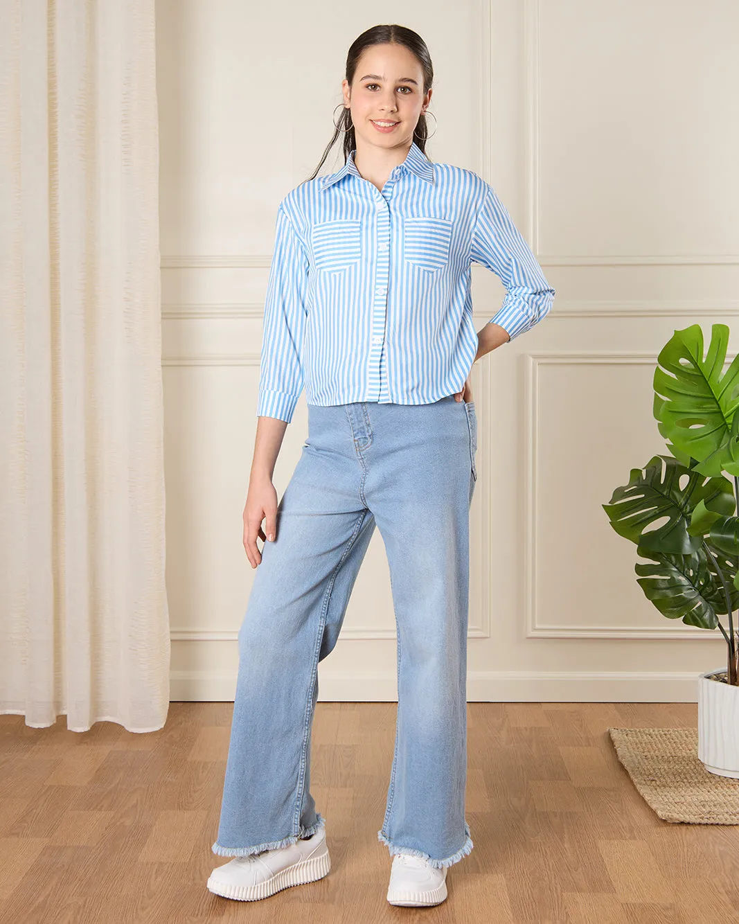 Senior Girls Blue Striped Top sold by Redtag product image thumbnail 2