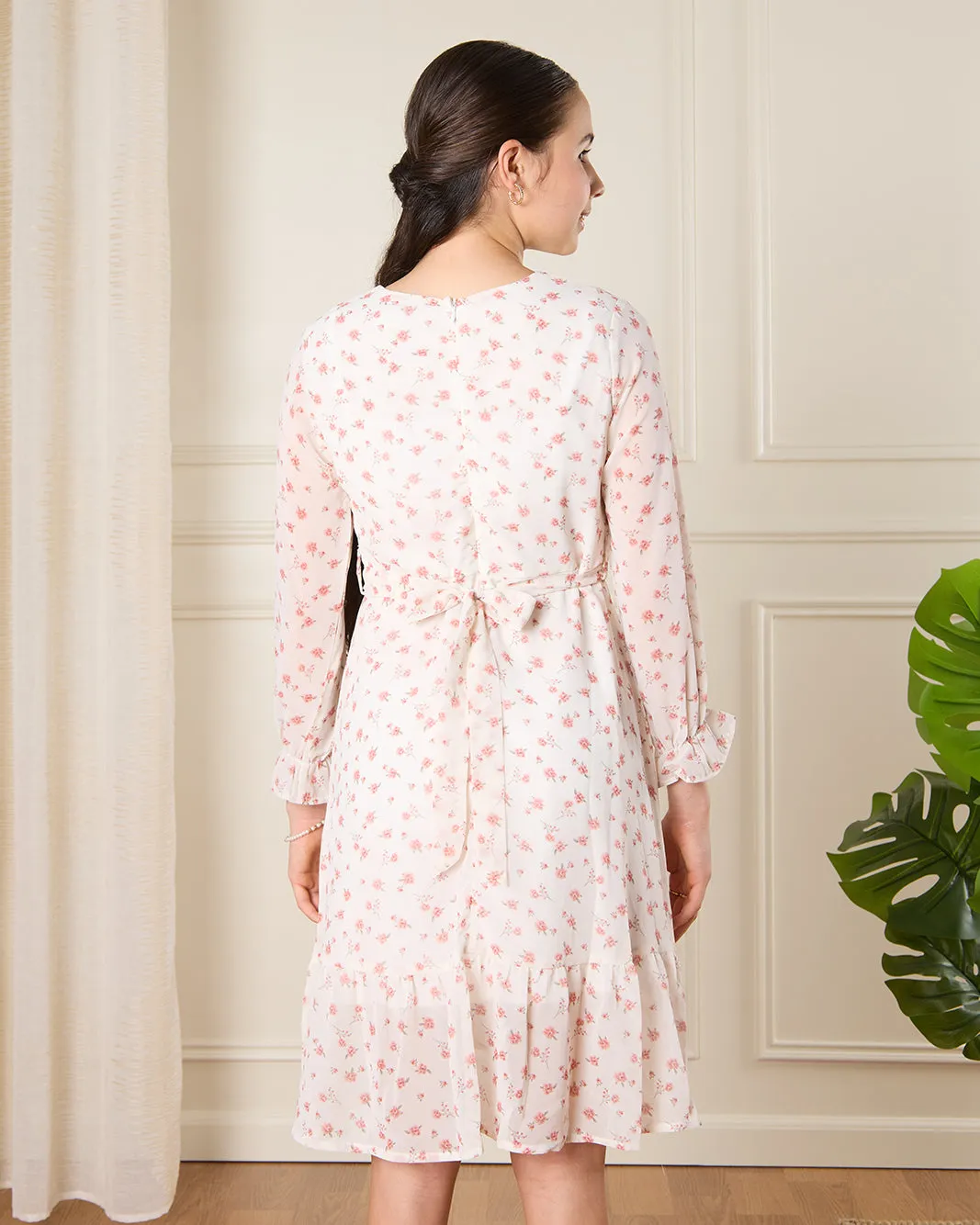 Senior Girls White Floral Dress sold by Redtag product image thumbnail 3