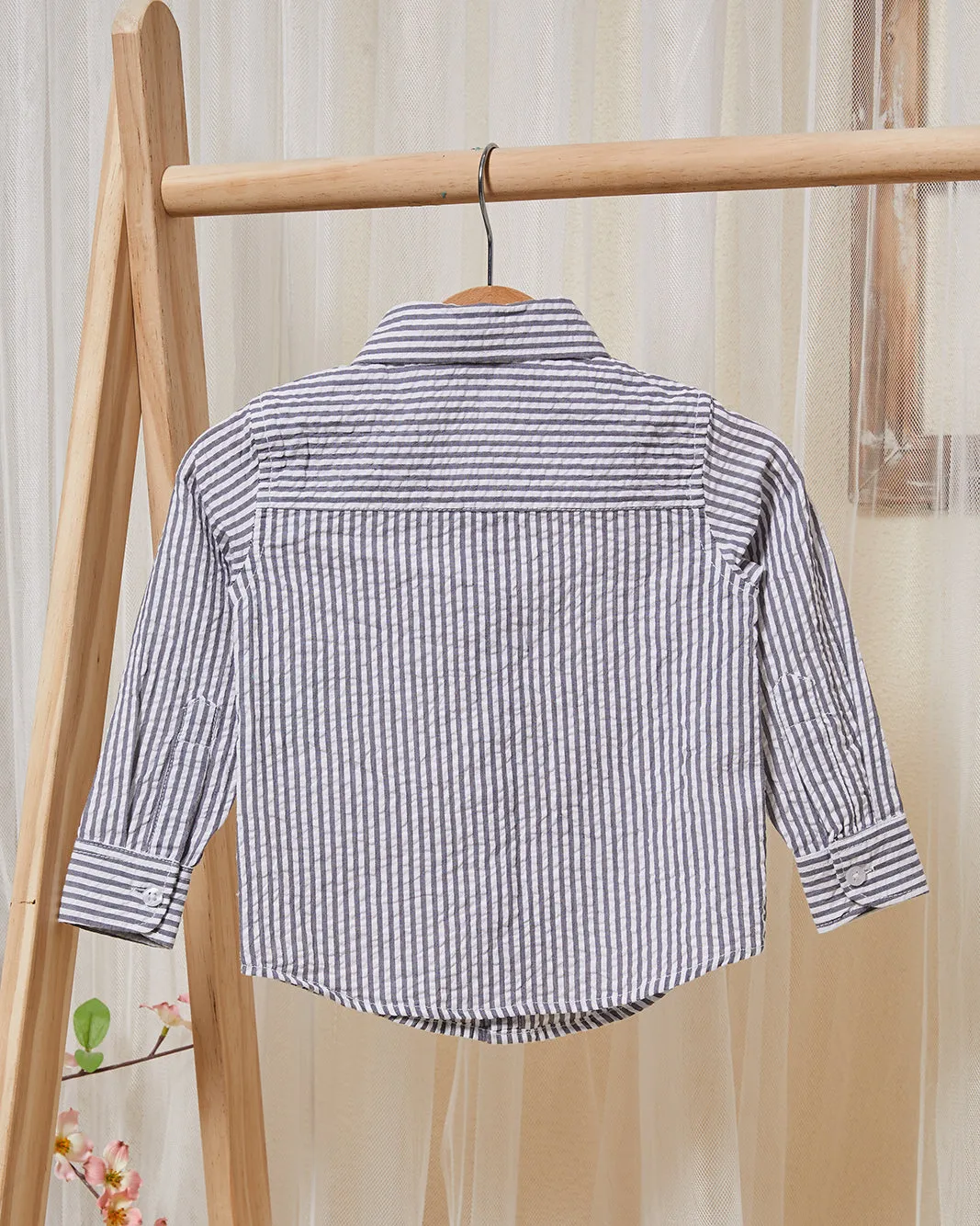 Infant Boys Navy Striped Shirt sold by Redtag product image thumbnail 4