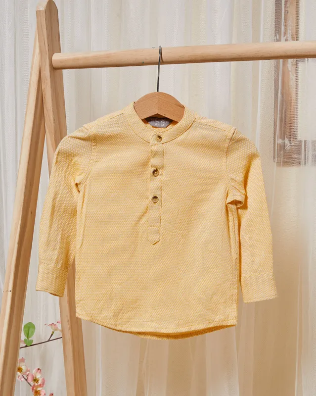 Infant Boys Beige Mandarin collared Shirt sold by Redtag