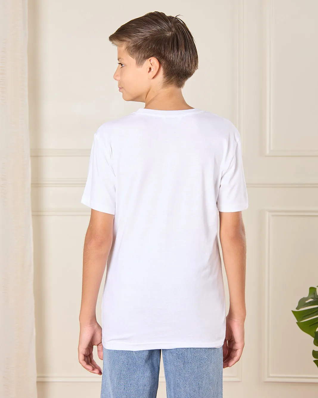 Senior Boys White Printed T-Shirt sold by Redtag product image thumbnail 3