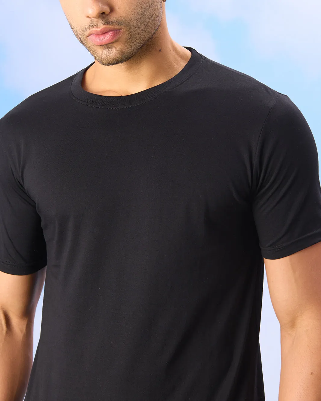 Men Black Solid T-shirt sold by Redtag product image thumbnail 4