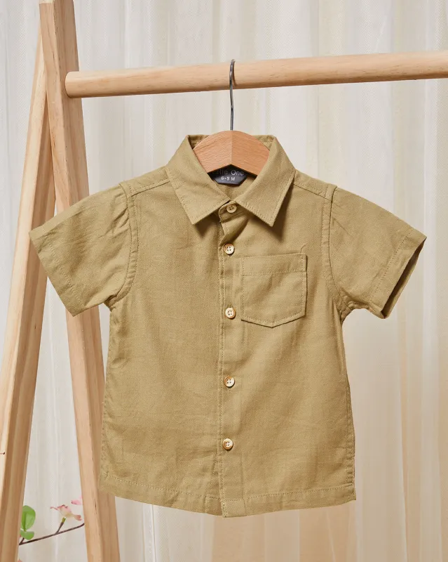 Infant Boys Beige Solid Shirt sold by Redtag