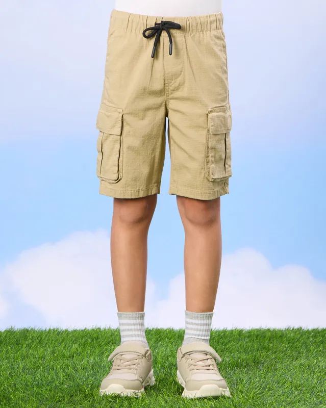 Boys Beige Shorts With Cargo Pocket sold by Redtag