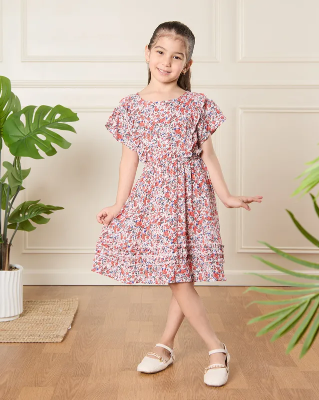 Girls Multicolour Floral Print Dress sold by Redtag