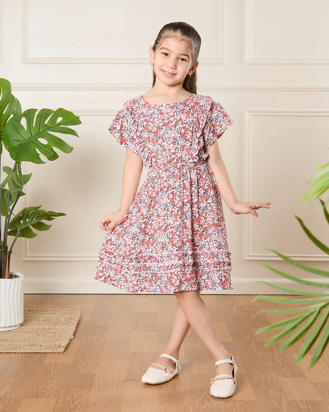 Girls Multicolour Floral Print Dress sold by Redtag