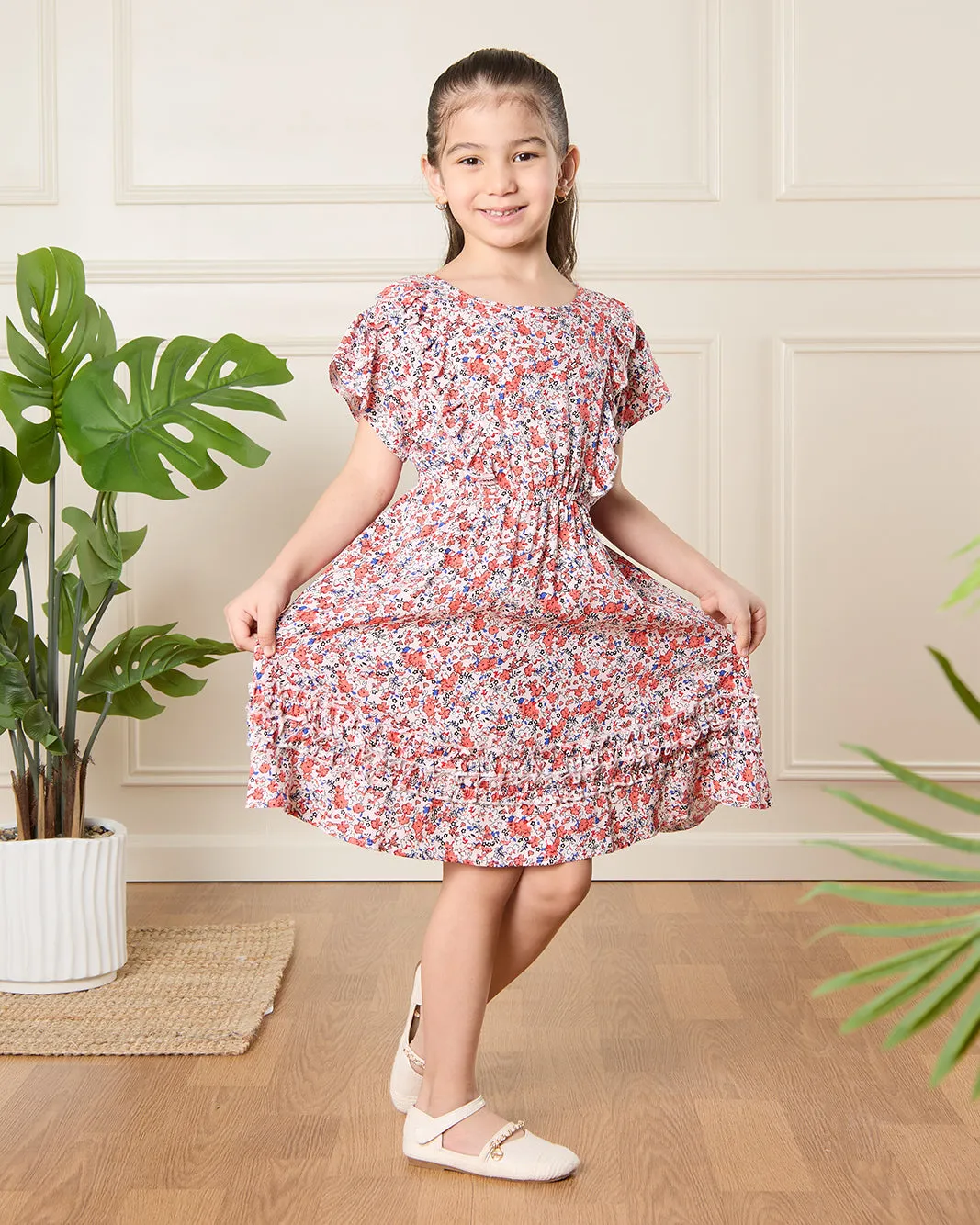 Girls Multicolour Floral Print Dress sold by Redtag product image thumbnail 4
