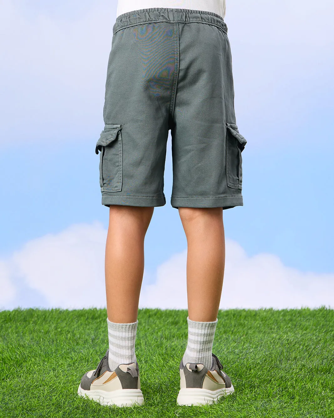 Boys Grey Pull On Shorts With Cargo Pocket sold by Redtag product image thumbnail 3