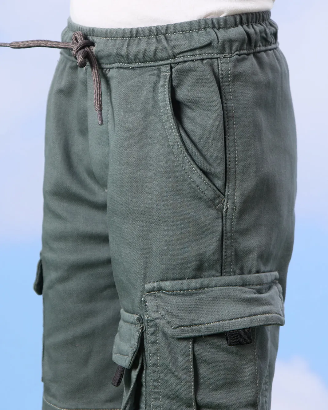 Boys Grey Pull On Shorts With Cargo Pocket sold by Redtag product image thumbnail 4