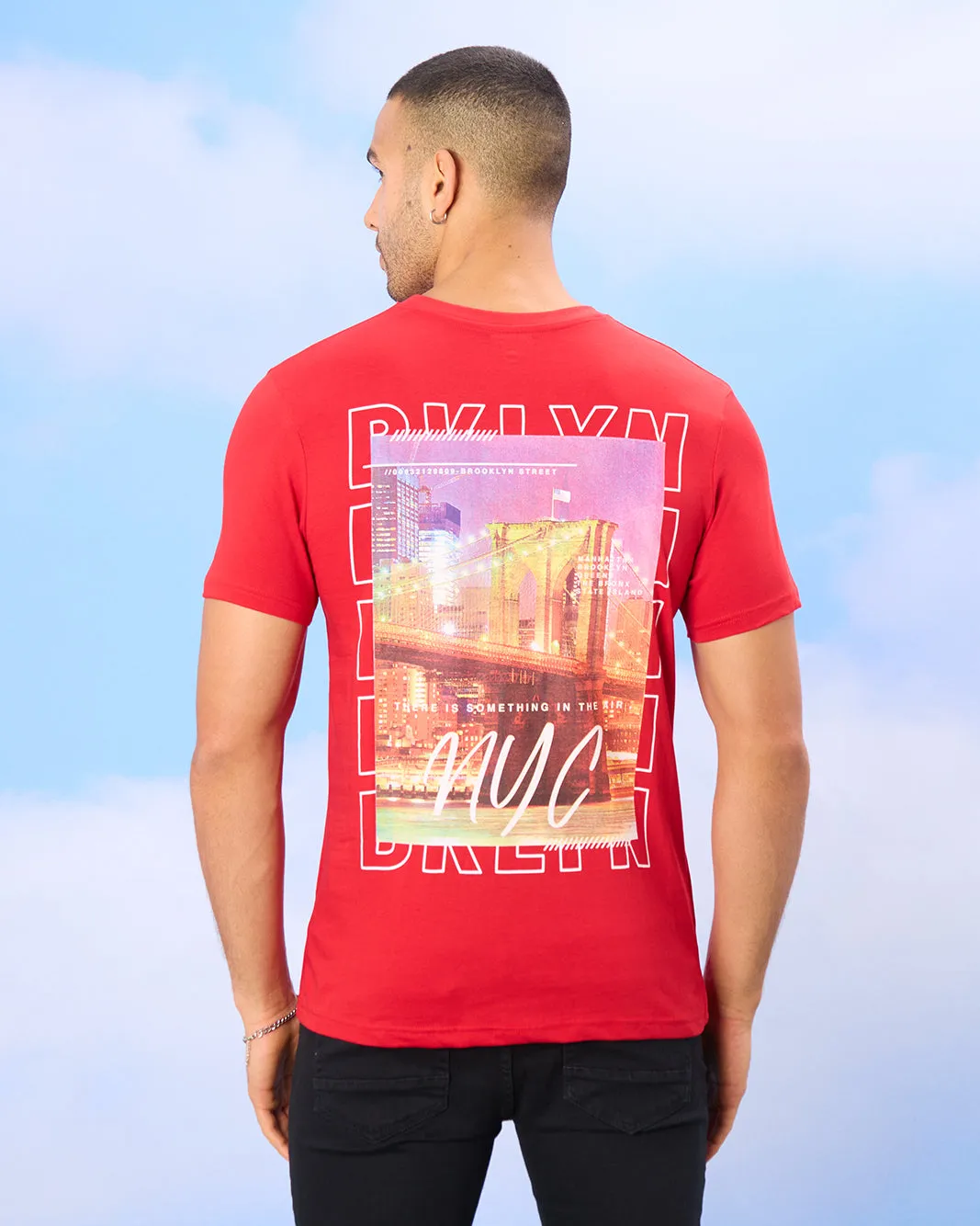 Men Red Graphic T-Shirt sold by Redtag product image thumbnail 3
