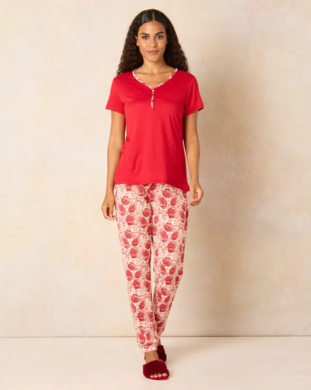 Women Red Printed Pajama Set (2 Piece) sold by Redtag