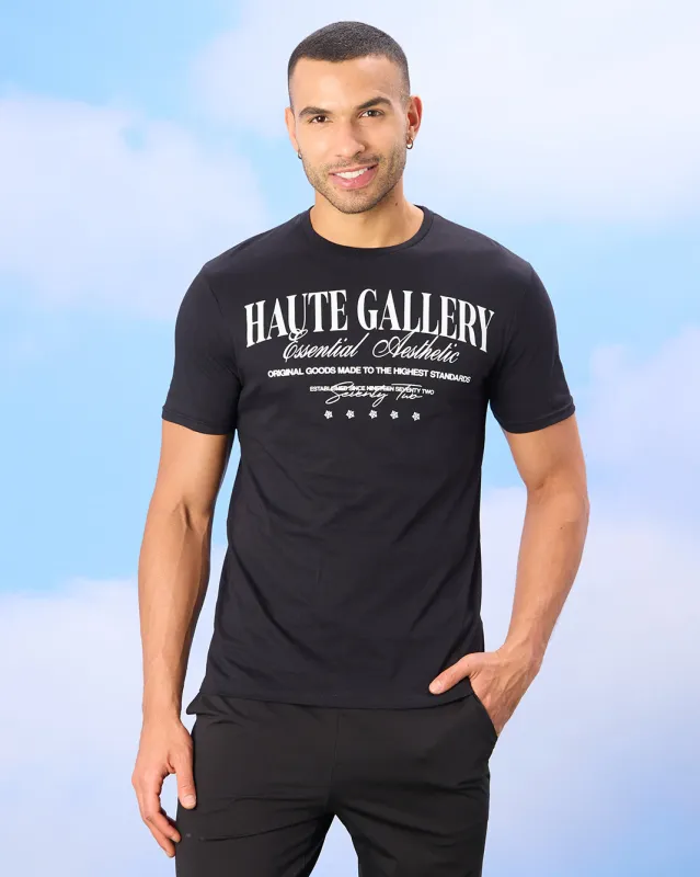 Men Black Haute Gallery Print T-Shirt sold by Redtag