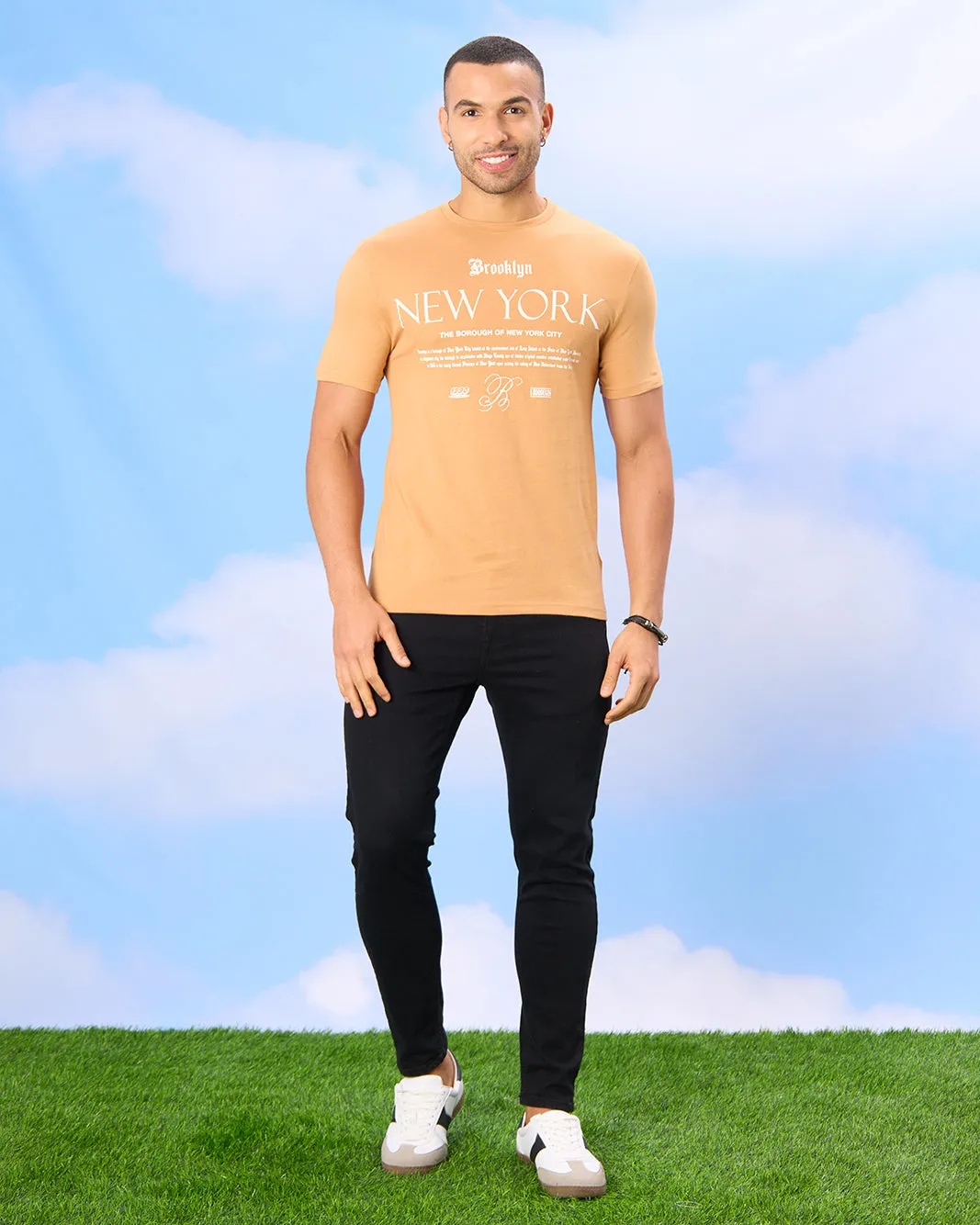 Men Beige New York Print T-Shirt sold by Redtag product image thumbnail 2