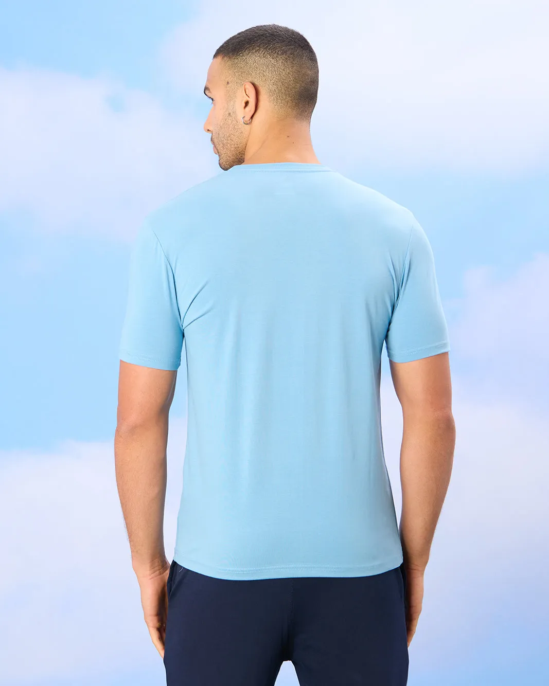 Men Blue Solid Active T-Shirt sold by Redtag product image thumbnail 3