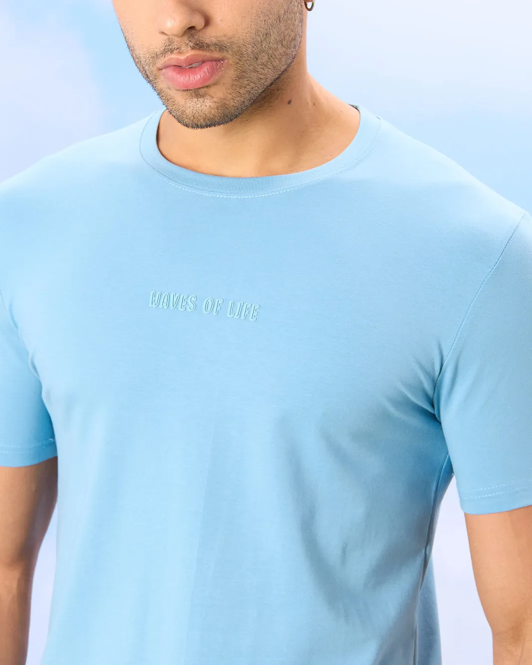 Men Blue Solid Active T-Shirt sold by Redtag product image thumbnail 4