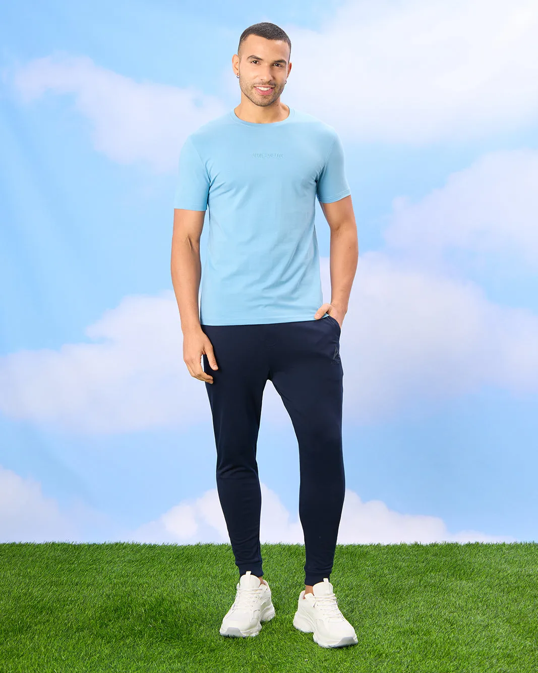 Men Blue Solid Active T-Shirt sold by Redtag product image thumbnail 2