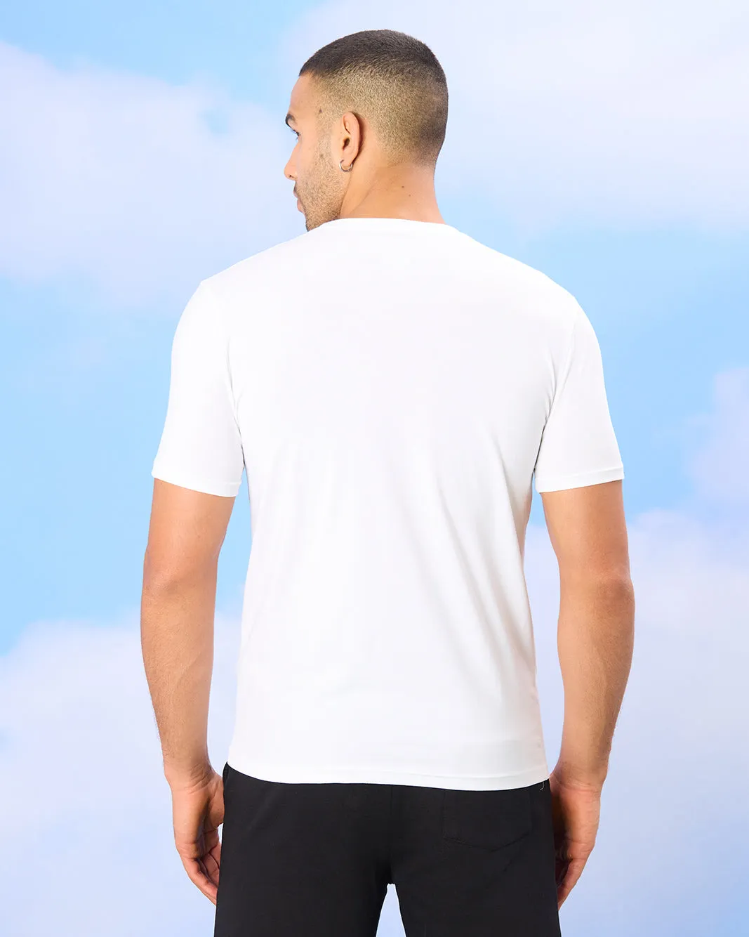 Men White Solid Active T-Shirt sold by Redtag product image thumbnail 3