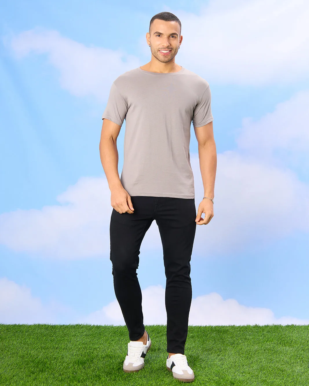 Men Grey Basic Solid T-Shirt sold by Redtag product image thumbnail 2