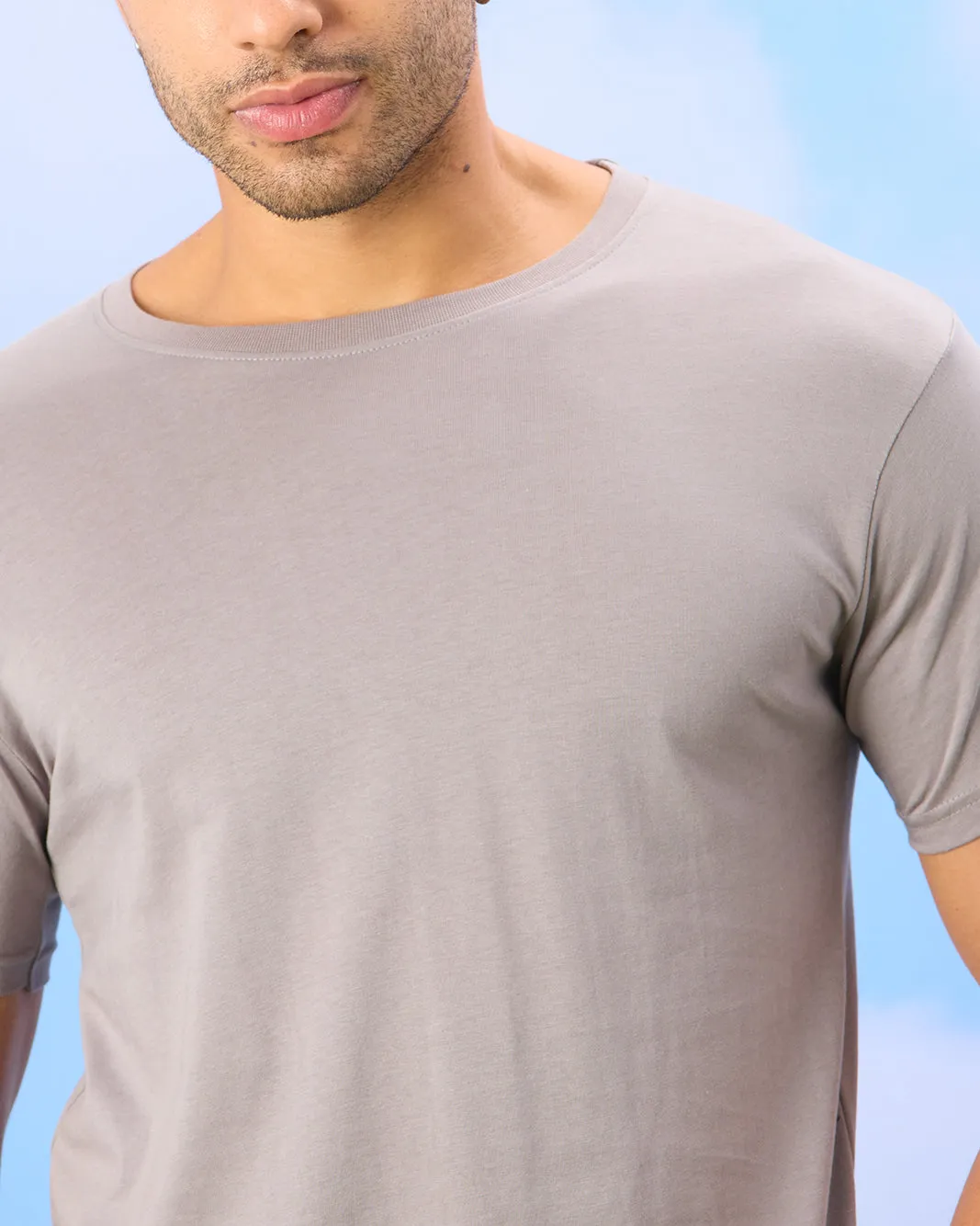 Men Grey Basic Solid T-Shirt sold by Redtag product image thumbnail 4