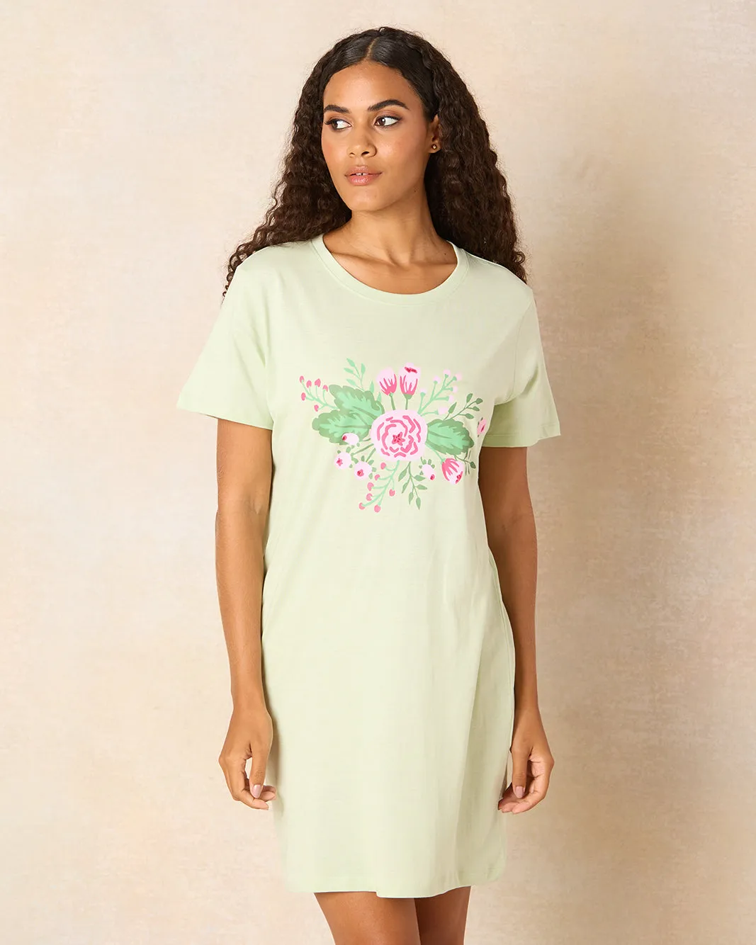 Women Green Printed Nightshirt sold by Redtag