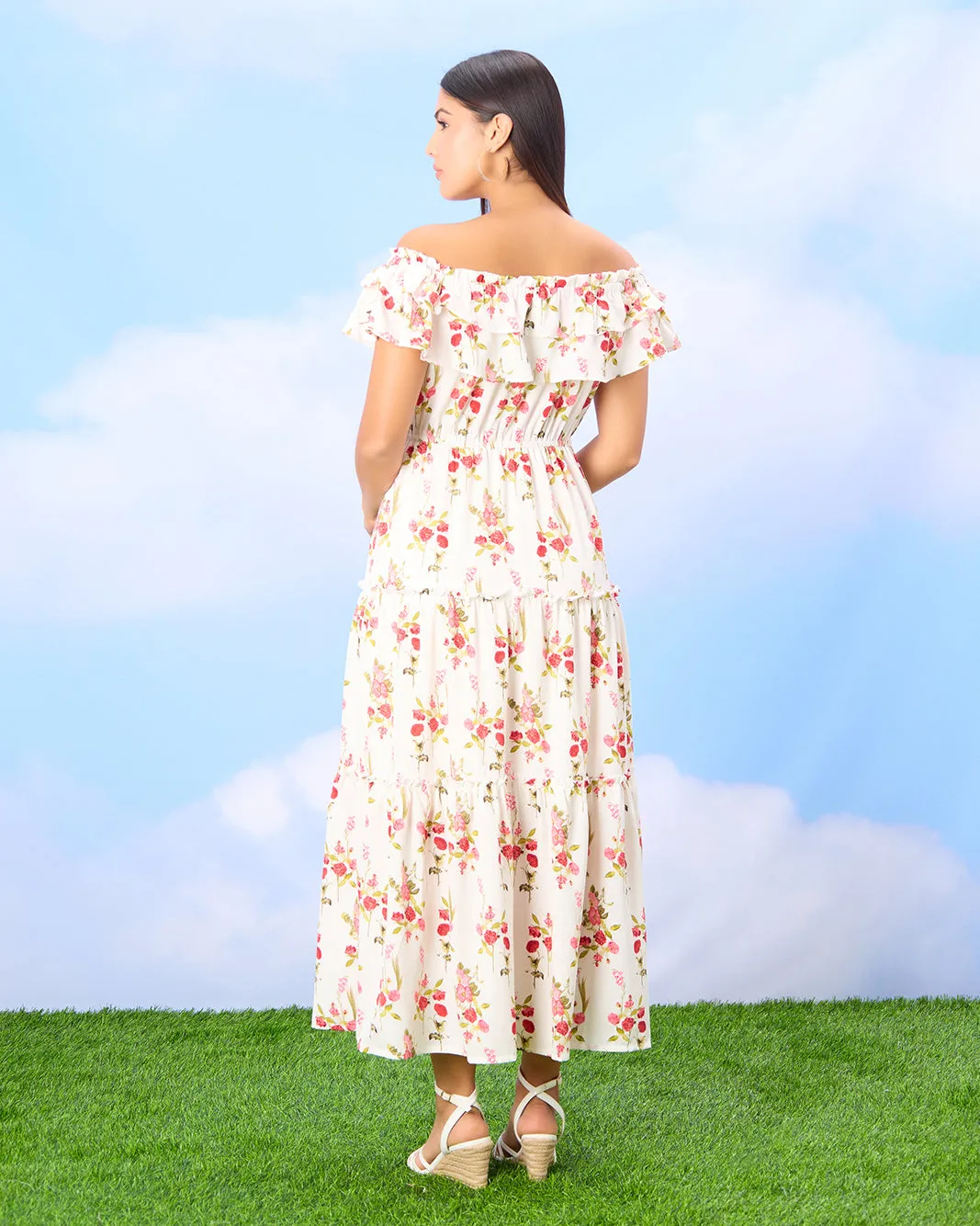 Women Cream Printed Dress sold by Redtag product image thumbnail 3