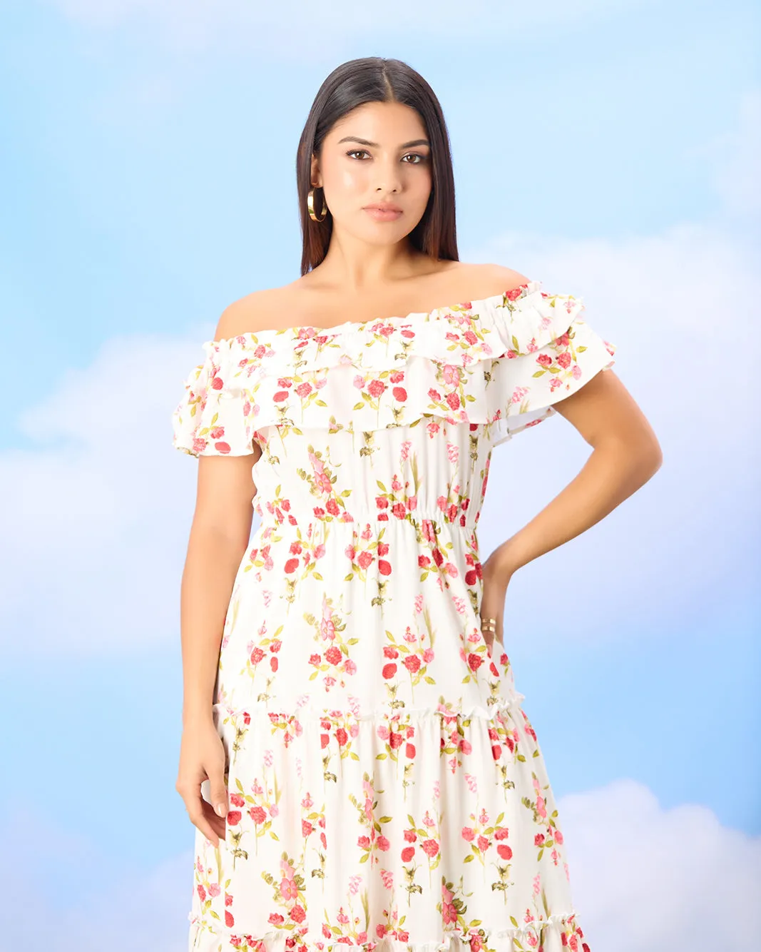 Women Cream Printed Dress sold by Redtag product image thumbnail 2