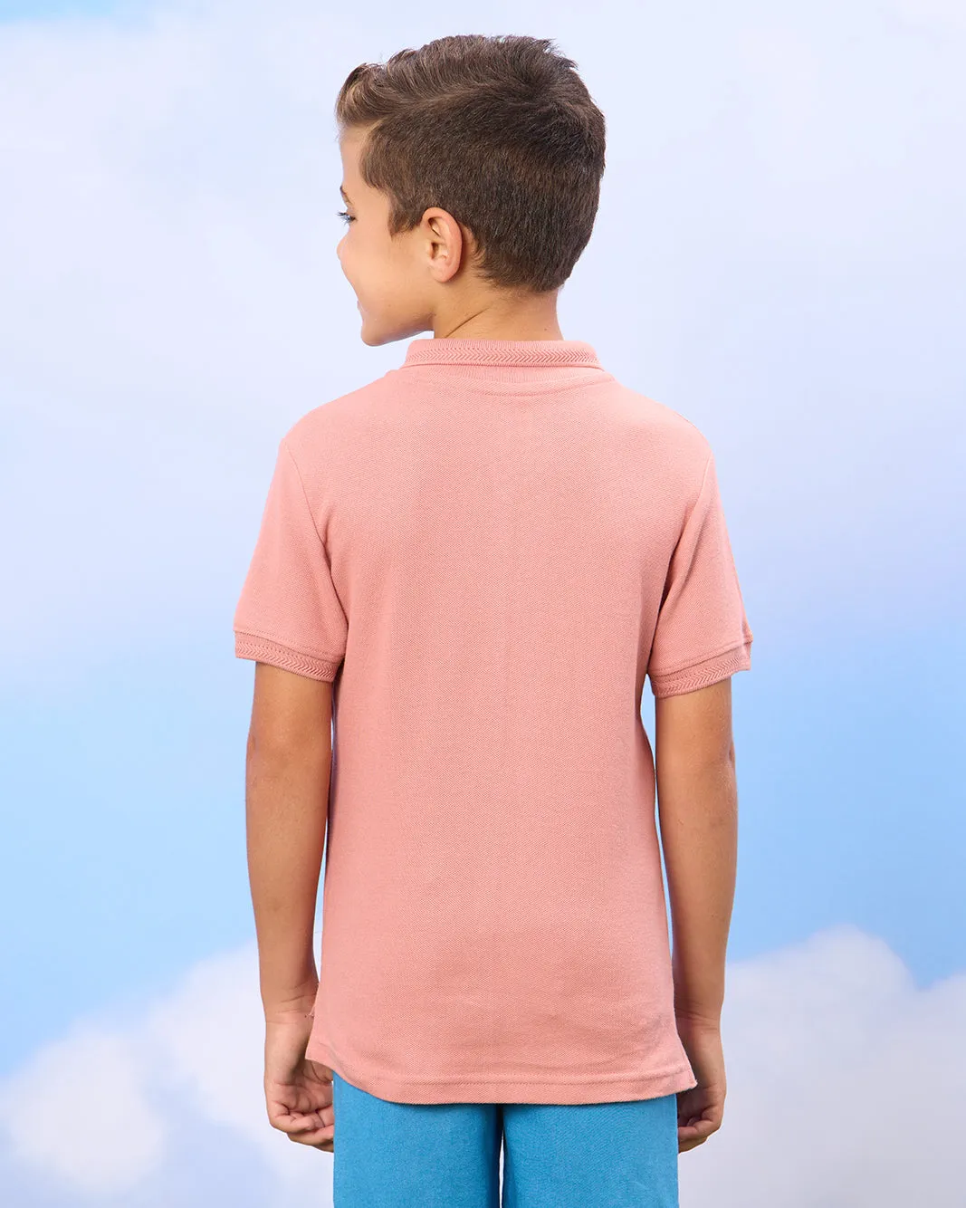 Boys Pink Solid Polo Shirt sold by Redtag product image thumbnail 3