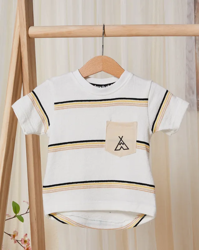 Infant Boys Beige Striped T-Shirt sold by Redtag