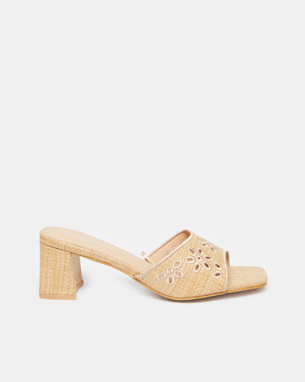 Women Beige Textured Cut Out Mule sold by Redtag