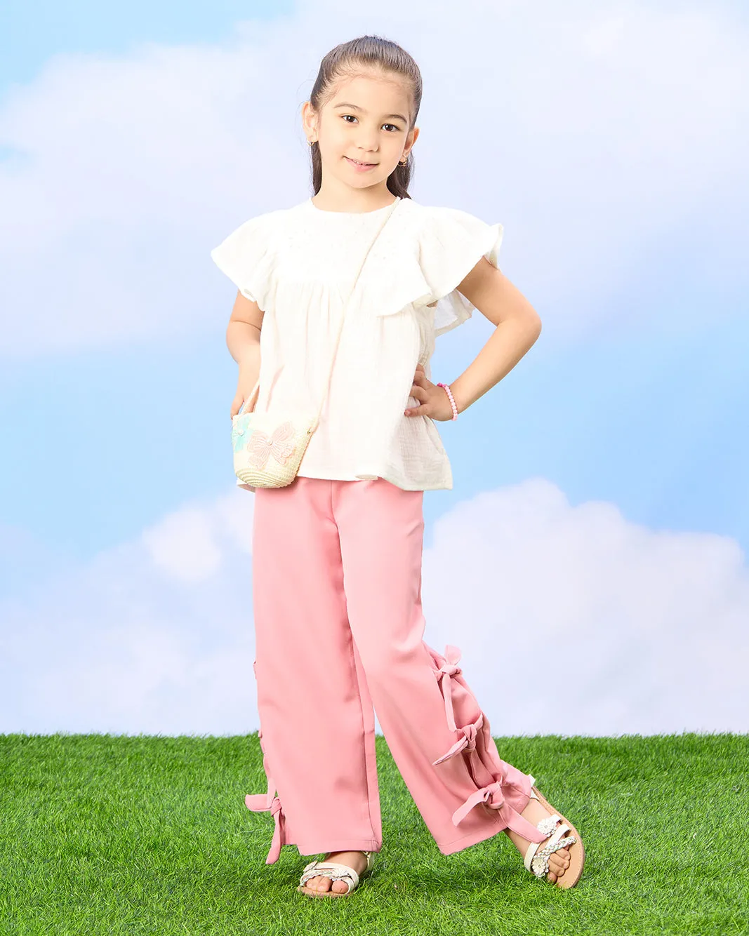 Girls Pink Embellished With A Bow Pants sold by Redtag product image thumbnail 2