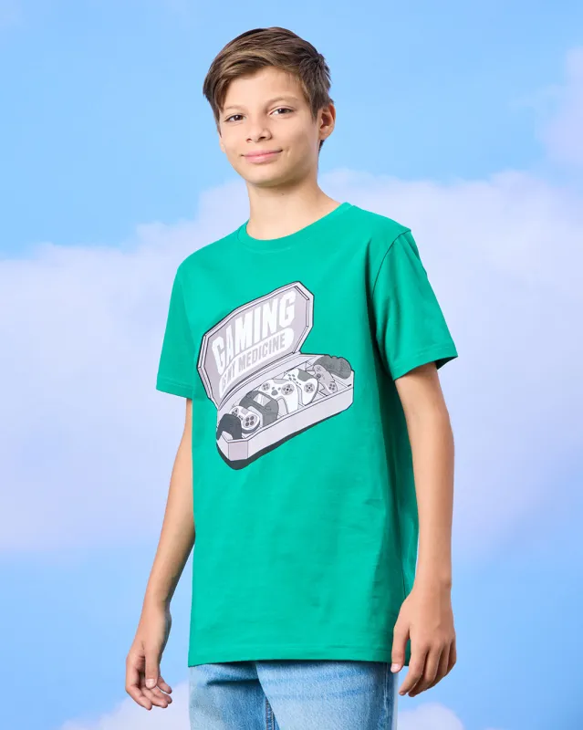 Senior Boys Green Gaming Print T-Shirt sold by Redtag