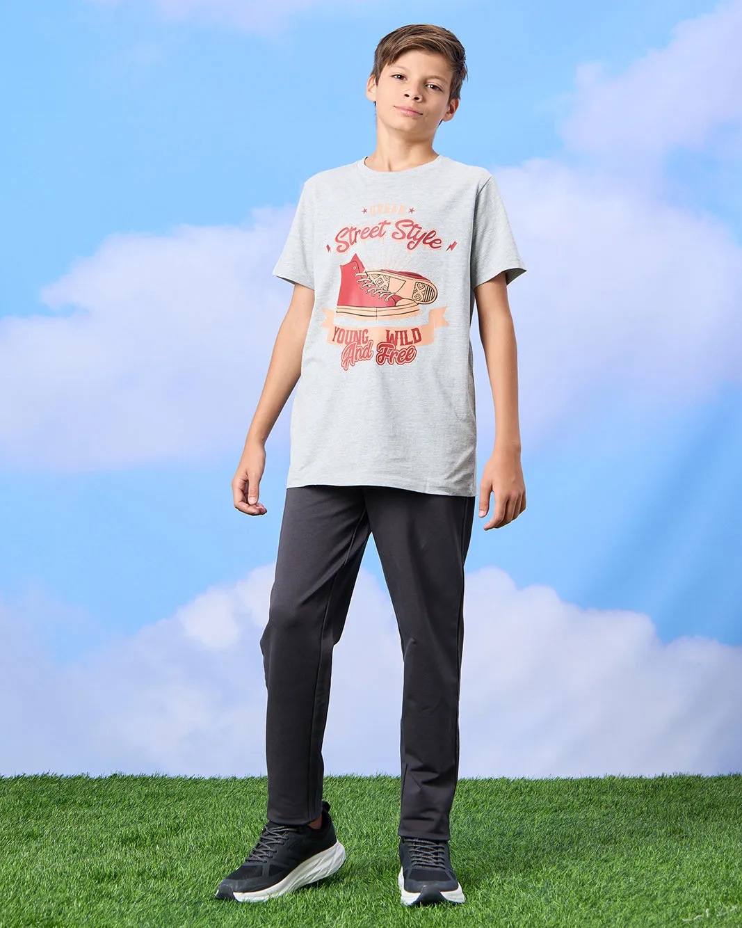 Senior Boys Grey Sneakers Print T-Shirt sold by Redtag product image thumbnail 2